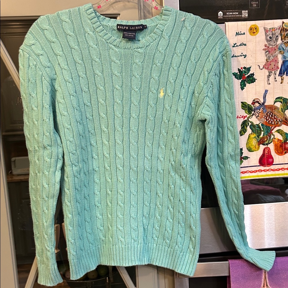 Polo by Ralph Lauren Light Green Cable Knit Sweater